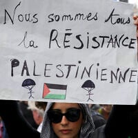 Photo d'illustration: Des manifestants tiennent un drapeau palestinien lors d'un rassemblement de soutien aux Palestiniens à Marseille, dans le sud de la France, le 10 octobre 2023, alors que les combats font rage entre les terroristes du Hamas et les forces israéliennes après que le groupe islamiste a lancé une offensive terroriste de grande ampleur contre Israël depuis Gaza le 7 octobre. (Crédit : Nicolas TUCAT / AFP)