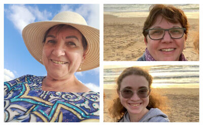Dans le sens des aiguilles d'une montre : Clara Marman, Gabriela Leimberg et Mia Leimberg, kidnappées par le Hamas au kibboutz Nir Yitzhak le 7 octobre 2023, et libérées le 28 novembre 2023. (Autorisation)