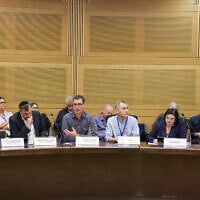 Illustration : Le directeur-général du ministère de la Santé, Moshe Bar Siman Tov, s'exprimant lors d'une session de la commission de la Santé de la Knesset au sujet de l'impact sur les services de santé mentale d'Israël de l'assaut du Hamas du 7 octobre, 13 novembre 2023. (Crédit : Porte-parole de la Knesset)