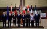 Photo d'illustration : Le haut-représentant de l'UE aux Affaires étrangères Josep Borrell,  le secrétaire aux Affaires étrangères britannique James Cleverly,  la ministre allemande des Affaires étrangères Annalena Baerbock, le secrétaire d'État américain Antony Blinken, la cheffe de la diplomatie japonaise Yoko Kamikawa, la ministre canadienne des Affaires étrangères  Melanie Joly,  son homologue française Catherine Colonna, le ministre italien des Affaires étrangères Antonio Tajani, posent pour une photo lors de la rencontre des ministres des Affaires étrangères du G7 à Tokyo, le 8 novembre 2023. (Crédit : JONATHAN ERNST / POOL / AFP)