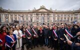 Illustration : Jean-Luc Moudenc, maire de Toulouse et Dominique Faure, députée, lors d'une Marche contre l'antisémitisme à Paris, le 12 novembre 2023. (Crédit : Lionel Bonaventure/AFP)