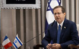 Le président Isaac Herzog à la résidence du président de Jérusalem, le 24 octobre 2023. (Crédit : Oren Ben Hakoon/POOL)