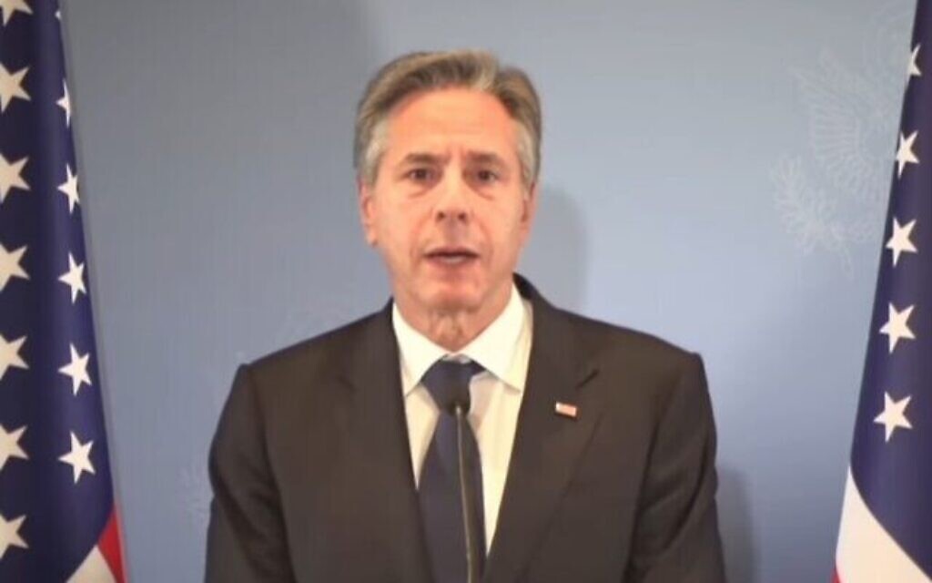 Le secrétaire d'État américain Antony Blinken s'exprime à Tel-Aviv le 3 novembre 2023 (capture d'écran).