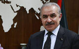 Le Premier ministre de l'Autorité palestinienne Mohammad Shtayyeh dans la ville de Ramallah, en Cisjordanie, le samedi 11 novembre 2023. (Crédit : Ammar Awad / Pool Photo via AP)