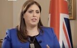 L'ambassadrice israélienne au Royaume-Uni Tzipi Hotovely interviewée par Sky News, le 13 décembre 2023. (Capture d'écran/X)