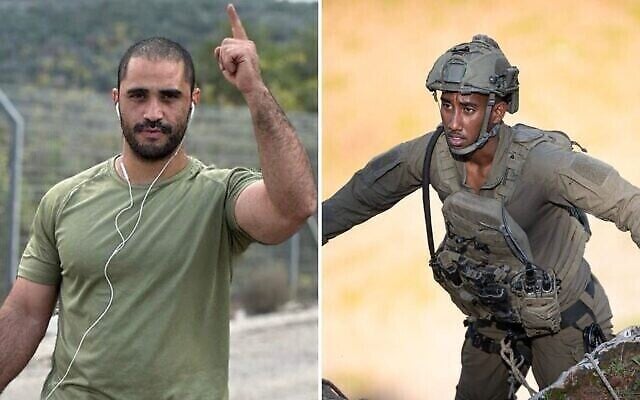 Le sergent de première classe (rés.) Tal Shua, 31 ans, à gauche, et le lieutenant Shai Ayeli, 21 ans, à droite, tombés au champ d’honneur au combat à Gaza, le 21 décembre 2023. (Crédit : Armée israélienne)