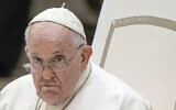 Le pape François assistant à son audience générale hebdomadaire, dans la salle du pape Paul VI, au Vatican, le 23 août 2023. (Crédit : Andrew Medichini/AP Photo/Dossier)