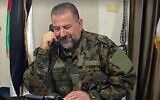 Saleh al-Arouri, numéro deux du groupe terroriste palestinien du Hamas. (Crédit : Autorisation)