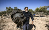 Le rabbin réformé israélien d'origine américaine Arik Ascherman, membre de l'organisation de défense des droits de l'homme « Rabbins pour les droits de l'homme », aide des Palestiniens à récolter des olives dans les environs de Ramallah, en Cisjordanie, le 9 novembre 2023. (Photo Aris Messinis/ AFP)