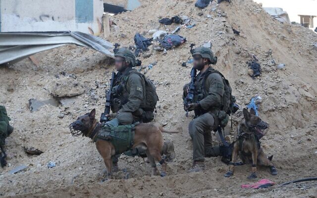Des troupes de Tsahal en train d'opérer à Gaza dans cette photo autorisée pour publication le 26 février 2024. (Crédit : armée israélienne)