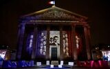 Photo du Panthéon lors de la cérémonie d'entrée de Missak et Melinee Manouchian au Panthéon, à Paris, le 21 février 2024. (Crédit : Ludovic MARIN / AFP)