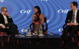 Sophia Aram, invitée des Amis du Crif, à Paris, le 31 janvier 2024. (Crédit : Capture d’écran YouTube Crif)
