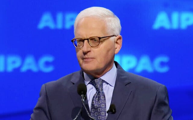 Le directeur général de l'AIPAC, Howard Kohr, à la conférence politique de son organisation à Washington, le 24 mars 2019. (Crédit : Capture d'écran/AIPAC) Le directeur général de l'AIPAC, Howard Kohr, à la conférence politique de son organisation à Washington, le 24 mars 2019. (Crédit : Capture d'écran/AIPAC)