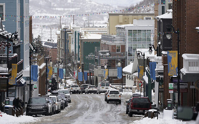 La rue principale de Park City, dans l'Utah, le 28 janvier 2021. (Crédit : AP Photo/Rick Bowmer)