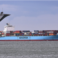 Illustration : Le MV Maersk Rubicon arrivant au port de Melbourne, le plus grand port australien pour les marchandises conteneurisées et générales, pour décharger ses conteneurs, à Melbourne, le 19 mars 2024. (Crédit : William West/AFP)
