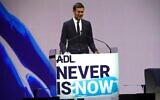 Illustration : Jared Kushner s'exprime lors du sommet annuel de l'ADL au Javits Center de New York City, le 6 mars 2024. (Crédit :Luke Tress via JTA)