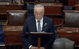 Le chef de la majorité au Sénat des États-Unis, Chuck Schumer, prendra la parole au Sénat le 14 mars 2024. (Crédit : Capture d’écran X)