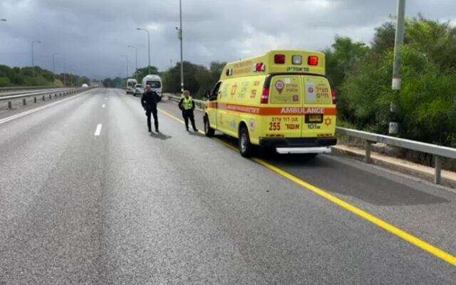 Des ambulanciers sur les lieux d'un meurtre présumé, à Yafia, le 18 mars 2024. (Crédit : MDA)