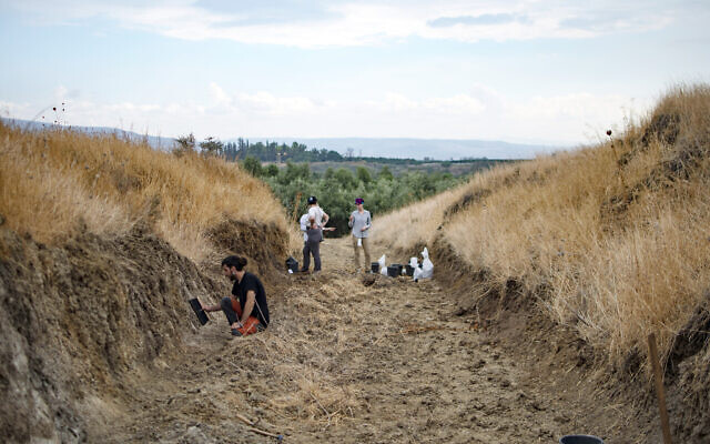 Site de fouilles à Ubeidiya (Crédit : Yoli Schwartz/IAA)