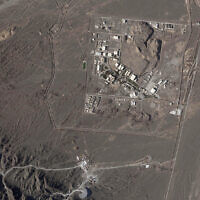 Cette photo satellite de Planet Labs PBC montrant le site nucléaire iranien de Natanz, le 14 avril 2023. (Crédit : Planet Labs PBC via AP)