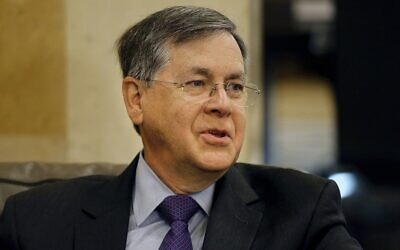 L'assistant du Secrétaire d'Etat américain David Satterfield s'exprime lors d'une rencontre avec le Premier ministre Saad Hariri à Beyrouth, au Liban, le 5 mars 2019.  (Crédit : AP Photo/Bilal Hussein)