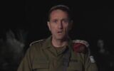 Le chef d'état-major de l'armée israélienne, Herzi Halevi, lors d'une déclaration vidéo enregistrée le 3 avril 2024. (Crédit : Capture d'écran/X)