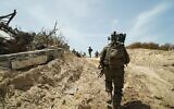 Des troupes du bataillon Netzah Yehuda de la Brigade Kfir opérant dans le nord de Gaza, à Beit Hanoun, sur une image publiée le 23 avril 2024. (Crédit : Armée israélienne)