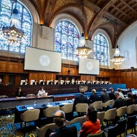 Illustration : La Cour internationale de justice (CIJ) rendant son ordonnance sur la demande du Nicaragua d'ordonner à l'Allemagne de cesser ses ventes d'armes à Israël dans le contexte du conflit à Gaza, au Palais de la Paix à La Haye (Pays-Bas), siège de la CIJ, le 30 avril 2024. (Crédit : Cour internationale de justice)