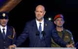 Amir Ohana lors de son discours à la cérémonie officielle marquant le 76e jour de l'indépendance d’Israël, le 13 mai 2024. (Crédit : GPO)