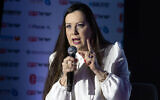 La députée Tally Gotliv lors d'une conférence d'Israel Hayom à Ashkelon, le 16 avril 2024. (Crédit : Oren Ben Hakoon/Flash90)