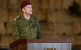 Le chef d'état-major de l'armée israélienne, le lieutenant-général Herzi Halevi, s'exprimant lors d'une cérémonie de Yom HaZikaron, au mur Occidental, à Jérusalem, le 12 mai 2024. (Crédit : Armée israélienne)