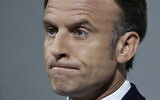 Le président français Emmanuel Macron s'exprimant lors d'une conférence de presse, au Pavillon Cambon Capucines, à Paris, le 12 juin 2024. (Crédit : Stephane de Sakutin/AFP)