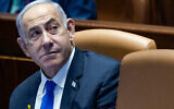 Le Premier ministre Benjamin Netanyahu, à la Knesset, à Jérusalem, le 27 mai 2024. (Crédit : Yonatan Sindel/Flash90)