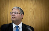 Le leader du parti Otzma Yehudit, le ministre de la Sécurité nationale Itamar Ben Gvir, dirigeant une réunion de sa faction, à la Knesset, à Jérusalem, le 3 juin 2024. (Crédit : Chaïm Goldberg/Flash90)