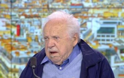 Léon Lewkowicz, survivant de la Shoah, sur le plateau de Pascal Praud, sur CNews, le 28 mai 2024. (Crédit : capture d’écran CNews)
