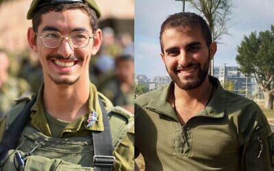 À gauche : Le sergent Shalom Menachem, 21 ans, du 601e bataillon du Corps du Génie Militaire. A droite :  Le sergent-chef Tzur Abraham, 22 ans, de l'unité de reconnaissance de la Brigade Nahal. (Crédit : Armée israélienne)