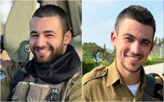Le sergent chef Yair Avitan, à gauche, et le sergent de première classe réserviste Yakir Shmuel Tatelbaum, à droite, tués dans les combats dans le nord de Gaza, le 28 juin 2024. (Autorisation)