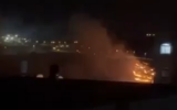 Des feux suspectés d'avoir été allumés par des extrémistes juifs brûlant un champ agricole dans la ville de Qusra en Cisjordanie, le 6 juin 2024. (Crédit : X ; utilisée conformément à l'article 27a de la loi sur le droit d'auteur)