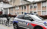 Une voiture de police à Paris, en France, le 29 mars 2024. (Crédit : Bertrand Guay/AFP)