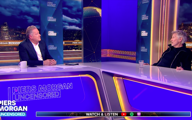 Piers Morgan (à gauche) interviewe l'ancien leader de Pink Floyd, Roger Waters (à droite), dans une interview mise en ligne le 2 juillet 2024. (Crédit : Capture d'écran via YouTube) Piers Morgan (à gauche) interviewe l'ancien leader de Pink Floyd, Roger Waters (à droite), dans une interview mise en ligne le 2 juillet 2024. (Crédit : Capture d'écran via YouTube)
