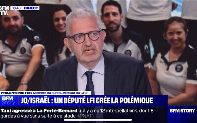 Philippe Meyer, président du B'nai B'rith France, sur le plateau de BFMTV, lundi 22 juillet 2024.