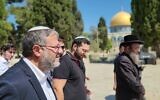 Le ministre de la Sécurité nationale  Itamar Ben Gvir sur le mont du Temple de Jérusalem à  Tisha BeAv, le 11 août 2024. (Crédit : Otzma Yehudit)