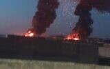 Une attaque aérienne imputée à Israël, dans le centre de la Syrie, le 23 août 2024. (Crédit : Capture d'écran/X)