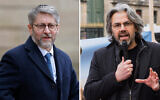 À gauche : le Grand Rabbin de France Haïm Korsia (Crédit : Ludovic Marin / AFP), à droite : le député français Aymeric Caron. (Crédit : AFP)