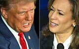 Cette combinaison d'images montre l'ancien président américain et candidat républicain à la présidence Donald Trump (à gauche) et la vice-présidente américaine et candidate démocrate à la présidence Kamala Harris participant à un débat présidentiel au National Constitution Center à Philadelphie, en Pennsylvanie, le 10 septembre 2024. (Crédit : Saul Loeb/AFP)