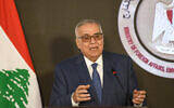 Le ministre libanais des Affaires étrangères Abdallah Bouhabib s'exprime lors d'une conférence de presse conjointe après une réunion avec son homologue égyptien dans la nouvelle capitale administrative de l'Égypte, le 6 août 2024. (Ahmed Hasan/AFP)