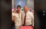 Capture d'écran d'une vidéo du compte TikTok de Mordechaï David sur sa rencontre avec le ministre de la Sécurité nationale Itamar Ben Gvir (à droite), dans son bureau, à la Knesset, le 9 septembre 2024. (Crédit : Capture d'écran ; utilisée conformément à l'article 27a de la loi sur le droit d'auteur)