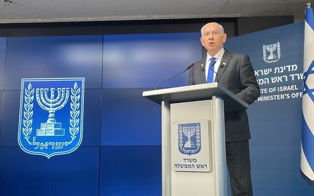 Le Premier ministre Benjamin Netanyahu lors d’une conférence de presse à Jérusalem, le 2 septembre 2024. (Crédit : Sam Sokol/The Times of Israel)