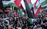 Un rassemblement pro-palestinien et anti-Israël à Berlin, en Allemagne, le dimanche 6 octobre 2024. (Crédit : AP/ Ebrahim Noroozi)