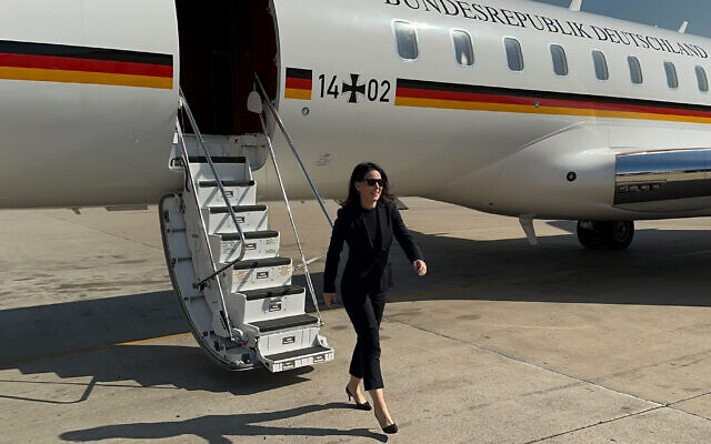 La ministre allemande des Affaires étrangères Annalena Baerbock arrive à Beyrouth, le 23 octobre 2024. (Jörg Blank/dpa via Reuters Connect)